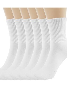 Classic White Crew Socks - 6 Pack Size 5-10